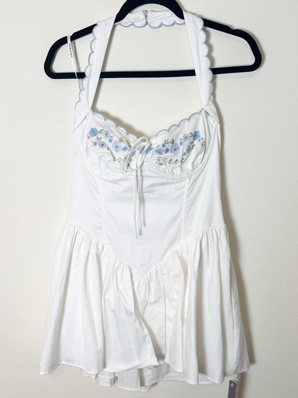 New For Love and Lemons Cotton Poplin Tea Time Bustier Mini Dress Embroidered L - Picture 3 of 12